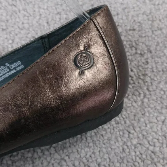 Born Molly Ballet Flats Womens 6 Comfort Shoes Slip On Bow Brown Bronze Leather - Picture 6 of 11